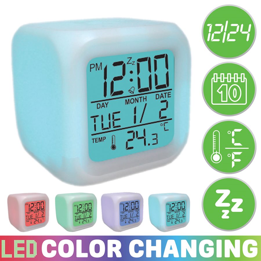 Color-changing digital alarm clock