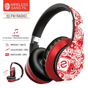 Wireless stereo headphone with microphone, RED