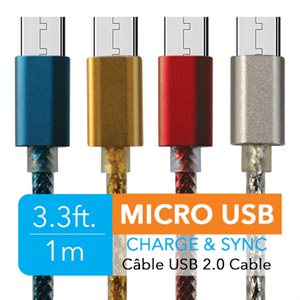 Cable metallique micro USB a USB; bocal de 25