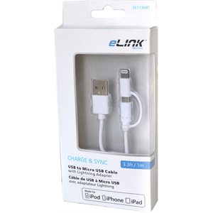 2 in 1 USB to lightning & Micro USB Cable
