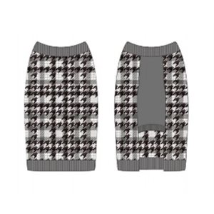 White / Black Plaid Dog Sweater - Small