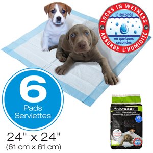 Puppy Training Pads with attractant, 61x61cm (24x24"); 6pk